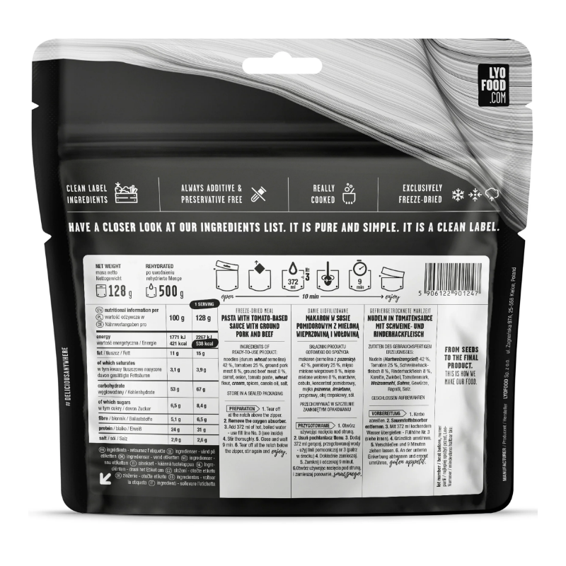 LyoFood Penne Bolognese 370g : Un Festin Instantané pour les Explorateurs Gourmets