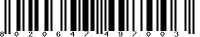 EAN-13 : 8020647497003 EAN-13 : 8020647497003