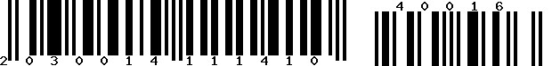 EAN-18 : 203001411141040016 EAN-18 : 203001411141040016